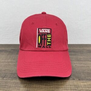 Vans Off The Wall Hat Cap Strap Back Red Embroidered Logo Mens One Size